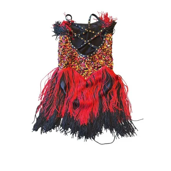 A Wish Come True "The Breakaway" Sequin Fringe Dance Costume‎ Girls Size 12 - Picture 3 of 4